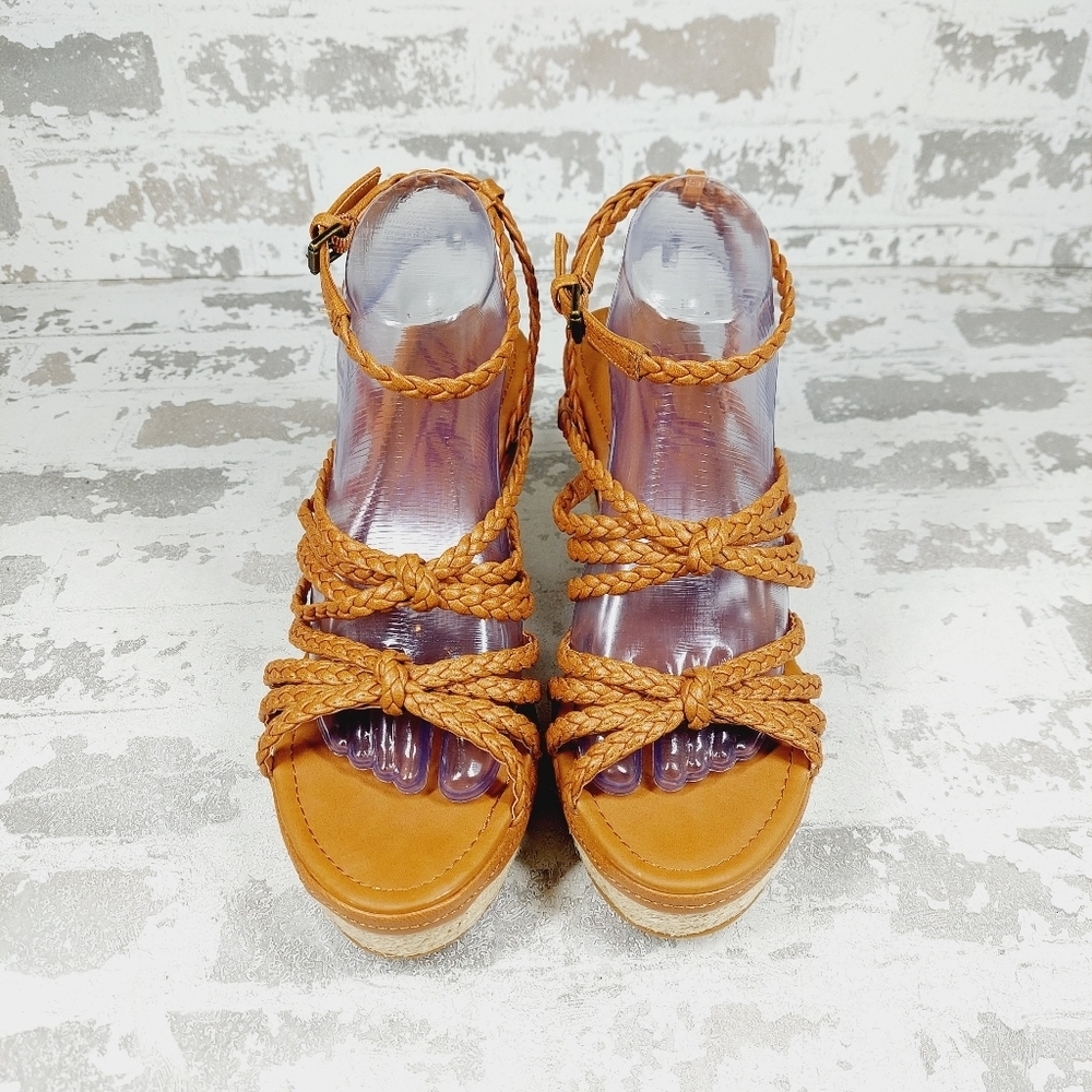 NEW Zodiac Women's Shana Brown Leather Espadrille Wedge Sandals B215 - Picture 4 of 12